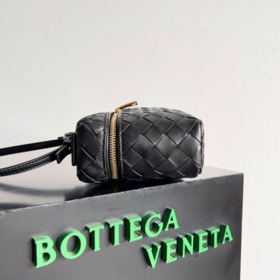 Migliore Repliche Bottega Veneta Bang Bang Vanity Case Nero Intrecciato Economiche Outlet Online
