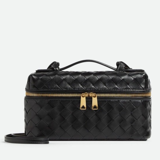 Migliore Repliche Bottega Veneta Bang Bang Vanity Case Nero Intrecciato Economiche Outlet Online