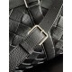 Replica perfetta Borsone medio Bottega Veneta vitello martellata intrecciata nera Imitazione Outlet Online