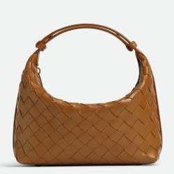 Migliore Repliche Borsa Bottega Veneta Mini Wallace vitello intrecciata marrone Economiche Outlet Online