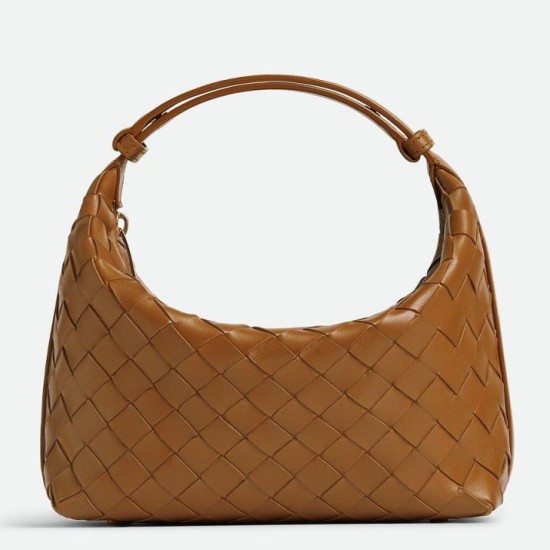 Migliore Repliche Borsa Bottega Veneta Mini Wallace vitello intrecciata marrone Economiche Outlet Online