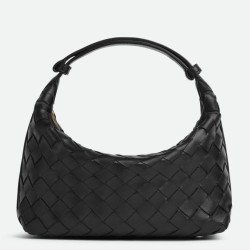 Miglior Falso Borsa Bottega Veneta Mini Wallace vitello intrecciata nera Economiche Premium