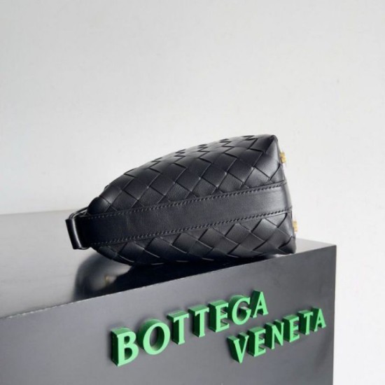 Miglior Falso Borsa Bottega Veneta Mini Wallace vitello intrecciata nera Economiche Premium