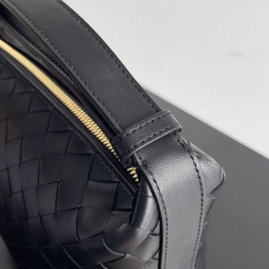 Miglior Falso Borsa Bottega Veneta Mini Wallace vitello intrecciata nera Economiche Premium