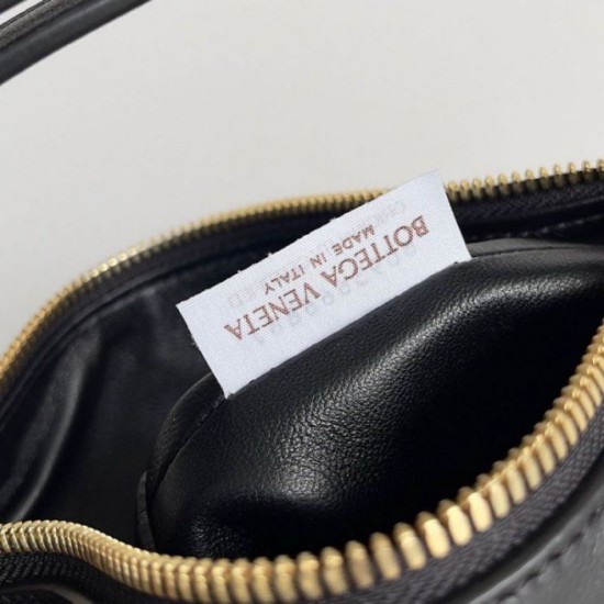 Miglior Falso Borsa Bottega Veneta Mini Wallace vitello intrecciata nera Economiche Premium