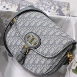 Replica perfetta Borsa media Dior Bobby tela Dior Oblique grigia Imitazione Outlet Online