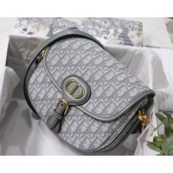 Replica perfetta Borsa media Dior Bobby tela Dior Oblique grigia Imitazione Outlet Online