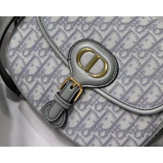 Replica perfetta Borsa media Dior Bobby tela Dior Oblique grigia Imitazione Outlet Online