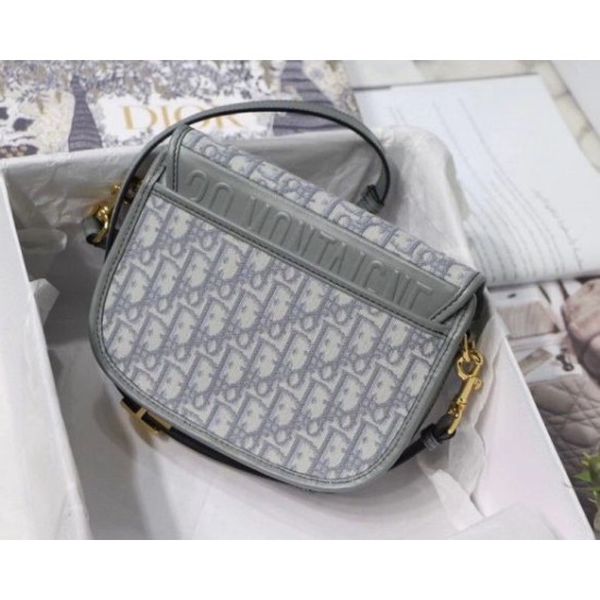 Replica perfetta Borsa media Dior Bobby tela Dior Oblique grigia Imitazione Outlet Online