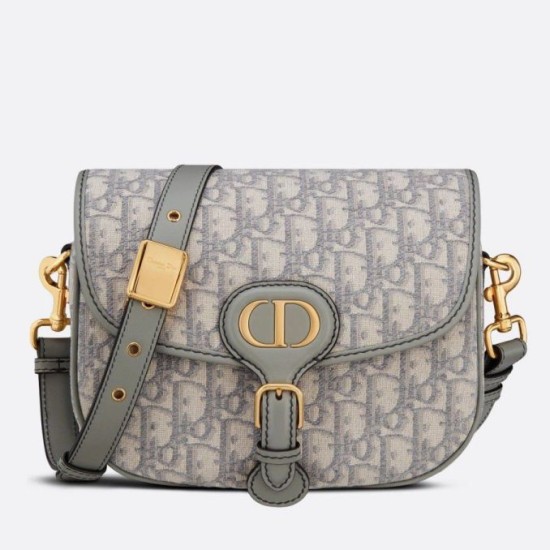 Replica perfetta Borsa media Dior Bobby tela Dior Oblique grigia Imitazione Outlet Online