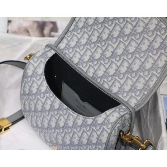 Replica perfetta Borsa media Dior Bobby tela Dior Oblique grigia Imitazione Outlet Online