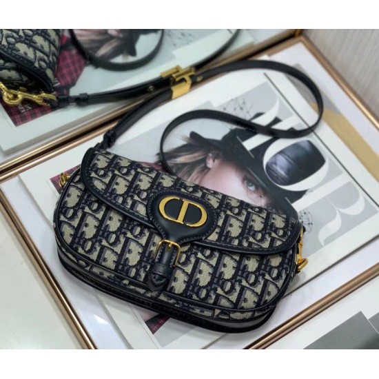 Miglior Falso Borsa Dior Bobby East-West tela Dior Oblique blu Economiche Premium