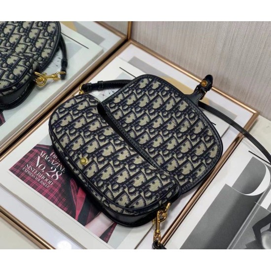 Miglior Falso Borsa Dior Bobby East-West tela Dior Oblique blu Economiche Premium