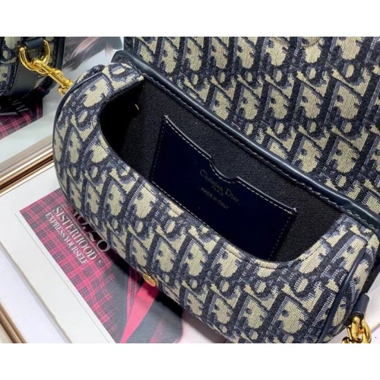 Miglior Falso Borsa Dior Bobby East-West tela Dior Oblique blu Economiche Premium