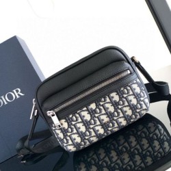 Miglior Falso Dior Borsa a tracolla con cerniera Mini Rider 2.0 beige obliquo con pelle nera Economiche Premium