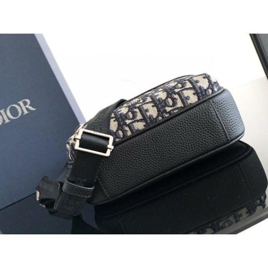 Miglior Falso Dior Borsa a tracolla con cerniera Mini Rider 2.0 beige obliquo con pelle nera Economiche Premium