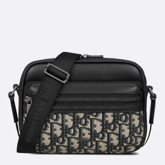 Miglior Falso Dior Borsa a tracolla con cerniera Mini Rider 2.0 beige obliquo con pelle nera Economiche Premium