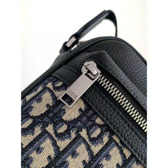 Miglior Falso Dior Borsa a tracolla con cerniera Mini Rider 2.0 beige obliquo con pelle nera Economiche Premium