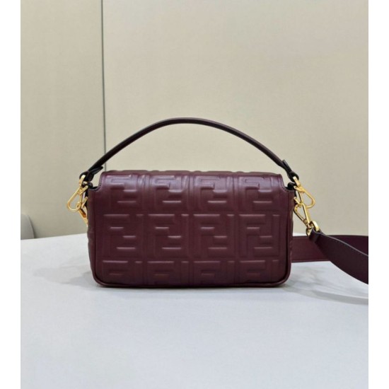 Migliore Repliche Borsa media Fendi Baguette nappa bordeaux FF Economiche Outlet Online