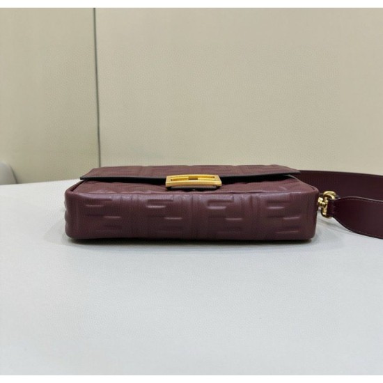 Migliore Repliche Borsa media Fendi Baguette nappa bordeaux FF Economiche Outlet Online