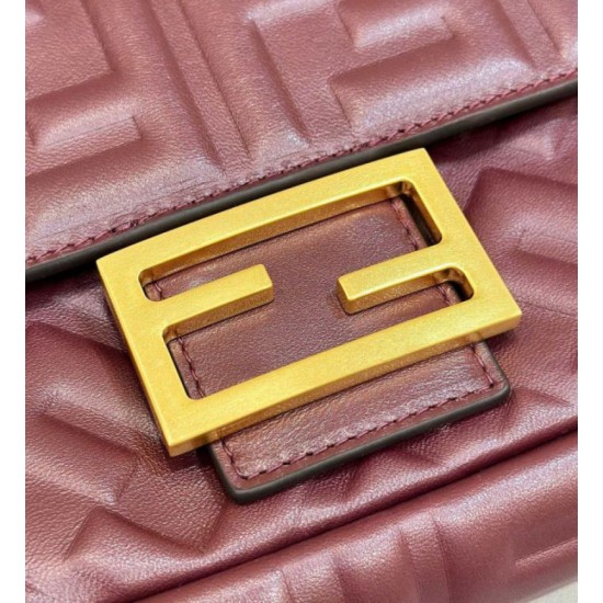 Migliore Repliche Borsa media Fendi Baguette nappa bordeaux FF Economiche Outlet Online