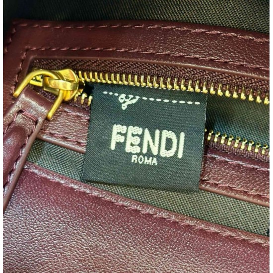 Migliore Repliche Borsa media Fendi Baguette nappa bordeaux FF Economiche Outlet Online
