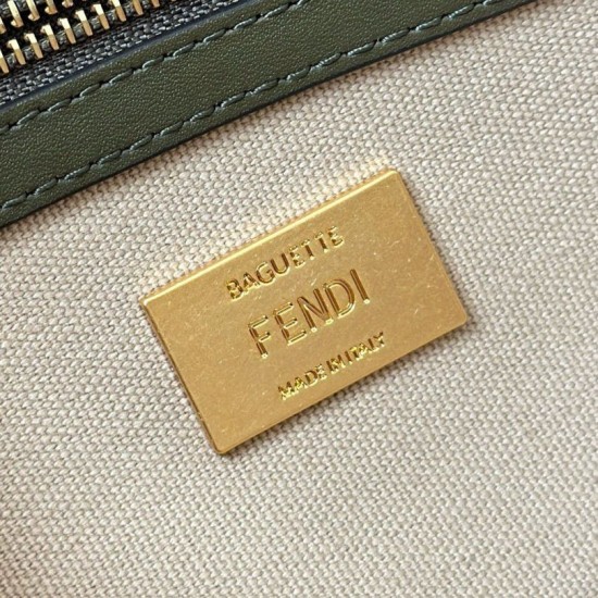 Perfette Qualità Repliche Borsa media Baguette Fendi tela con ricamo FF multicolore Imitazione Miglior Falso Borsa media Baguette Fendi tela con ricamo FF multicolore Economiche Premium