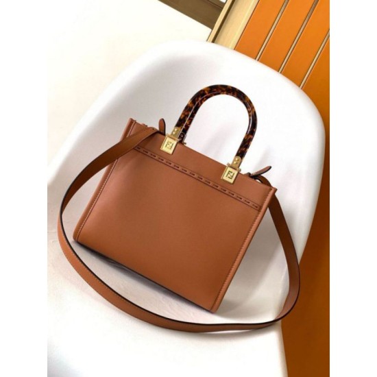 Migliore Repliche Borsa tote piccola Fendi Sunshine marrone vitello Economiche Outlet Online