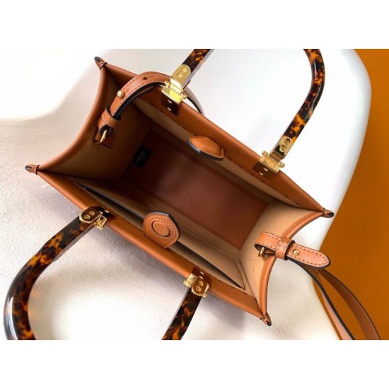 Migliore Repliche Borsa tote piccola Fendi Sunshine marrone vitello Economiche Outlet Online