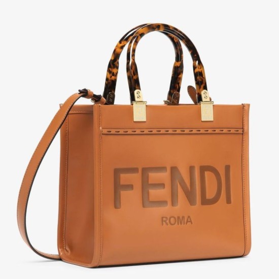 Migliore Repliche Borsa tote piccola Fendi Sunshine marrone vitello Economiche Outlet Online