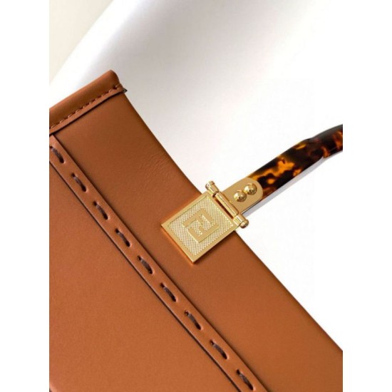Migliore Repliche Borsa tote piccola Fendi Sunshine marrone vitello Economiche Outlet Online