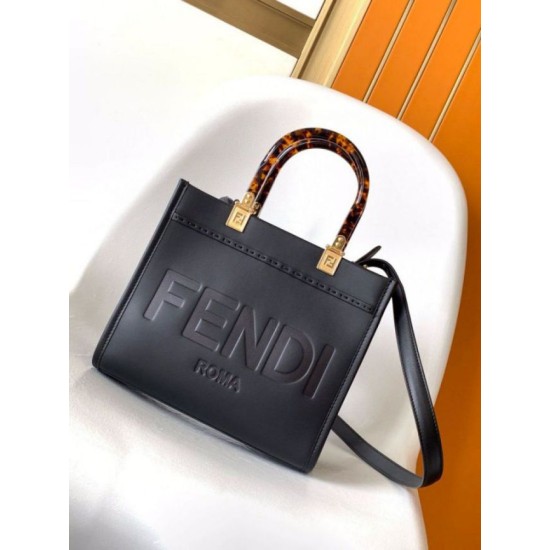Miglior Falso Borsa tote piccola Fendi Sunshine vitello nera Economiche Premium