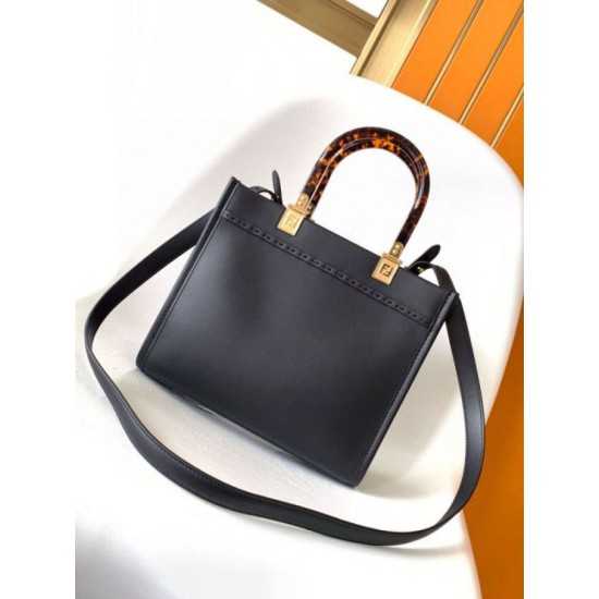 Miglior Falso Borsa tote piccola Fendi Sunshine vitello nera Economiche Premium
