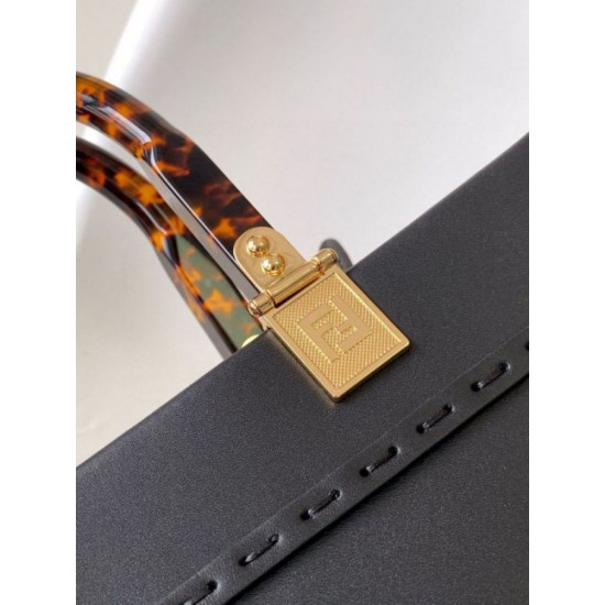 Miglior Falso Borsa tote piccola Fendi Sunshine vitello nera Economiche Premium