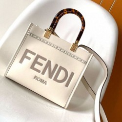 Perfette Qualità Repliche Borsa tote piccola Fendi Sunshine vitello bianca Imitazione