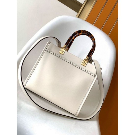 Perfette Qualità Repliche Borsa tote piccola Fendi Sunshine vitello bianca Imitazione
