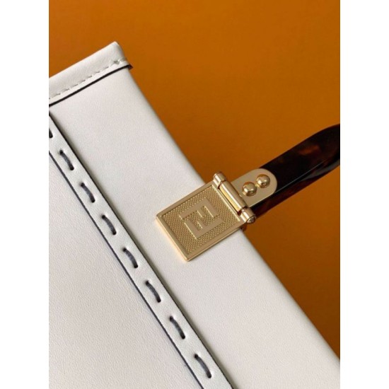 Perfette Qualità Repliche Borsa tote piccola Fendi Sunshine vitello bianca Imitazione