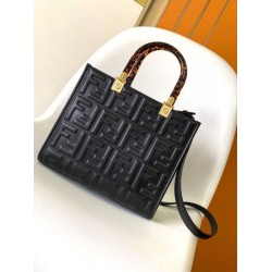 Miglior Falso Borsa tote piccola Fendi Sunshine vitello FF nera Economiche Premium