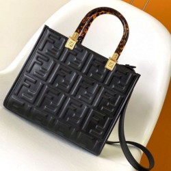 Miglior Falso Borsa tote piccola Fendi Sunshine vitello FF nera Economiche Premium