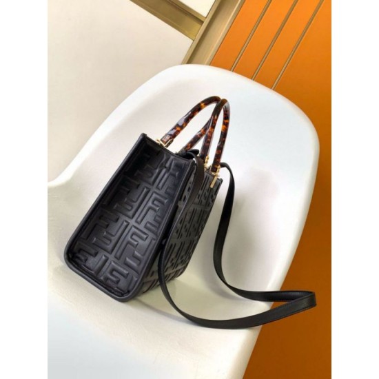 Repliche Borsa tote piccola Fendi Sunshine vitello FF nera Imitazioni Premium Miglior Falso Borsa tote piccola Fendi Sunshine vitello FF nera Economiche Premium