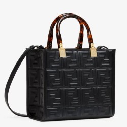 Miglior Falso Borsa tote piccola Fendi Sunshine vitello FF nera Economiche Premium