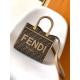 Replica perfetta Borsa tote piccola Fendi Sunshine tessuto jacquard FF marrone Imitazione Outlet Online