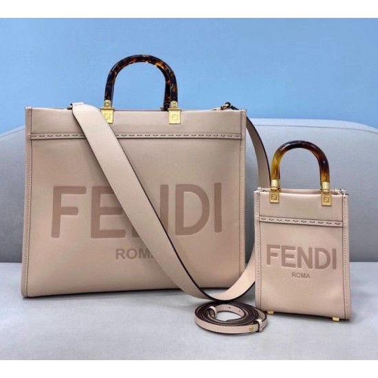 Perfette Qualità Repliche Borsa shopper media Fendi Sunshine vitello beige Imitazione
