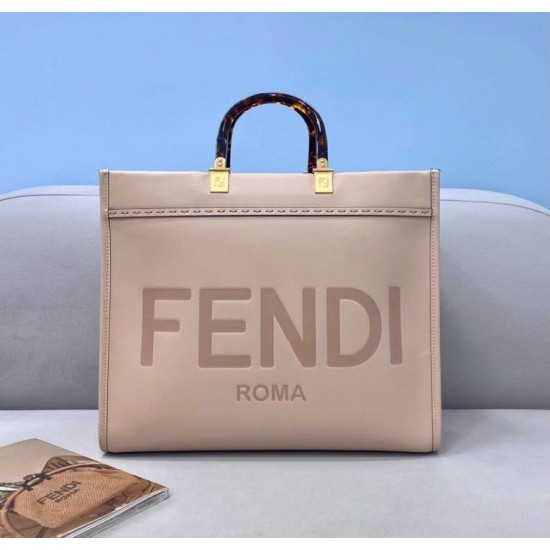 Perfette Qualità Repliche Borsa shopper media Fendi Sunshine vitello beige Imitazione