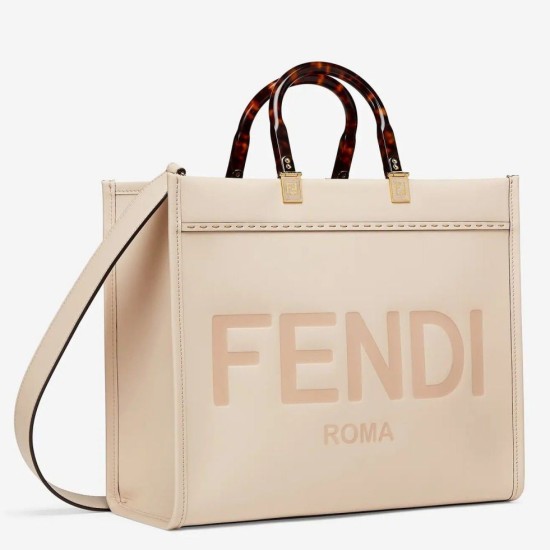 Perfette Qualità Repliche Borsa shopper media Fendi Sunshine vitello beige Imitazione