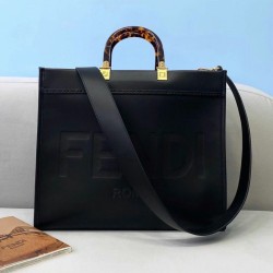 Replica perfetta Fendi Sunshine Medium Shopper Borsa vitello nera Imitazione Outlet Online
