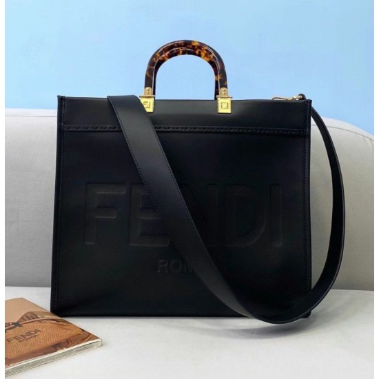 Replica perfetta Fendi Sunshine Medium Shopper Borsa vitello nera Imitazione Outlet Online