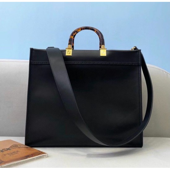 Replica perfetta Fendi Sunshine Medium Shopper Borsa vitello nera Imitazione Outlet Online