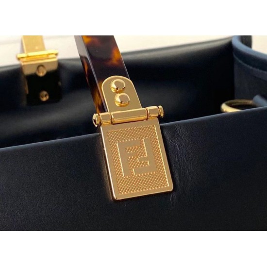 Replica perfetta Fendi Sunshine Medium Shopper Borsa vitello nera Imitazione Outlet Online