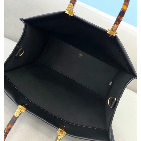Replica perfetta Fendi Sunshine Medium Shopper Borsa vitello nera Imitazione Outlet Online